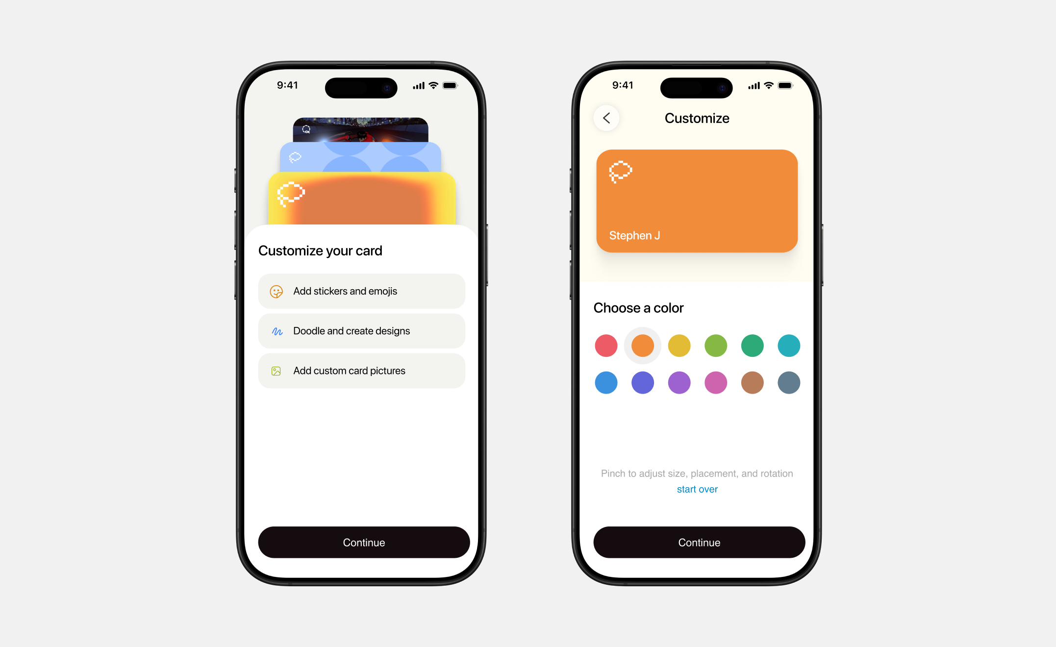 Buckaroo: Card customization options for stickers, drawings, and pictures.