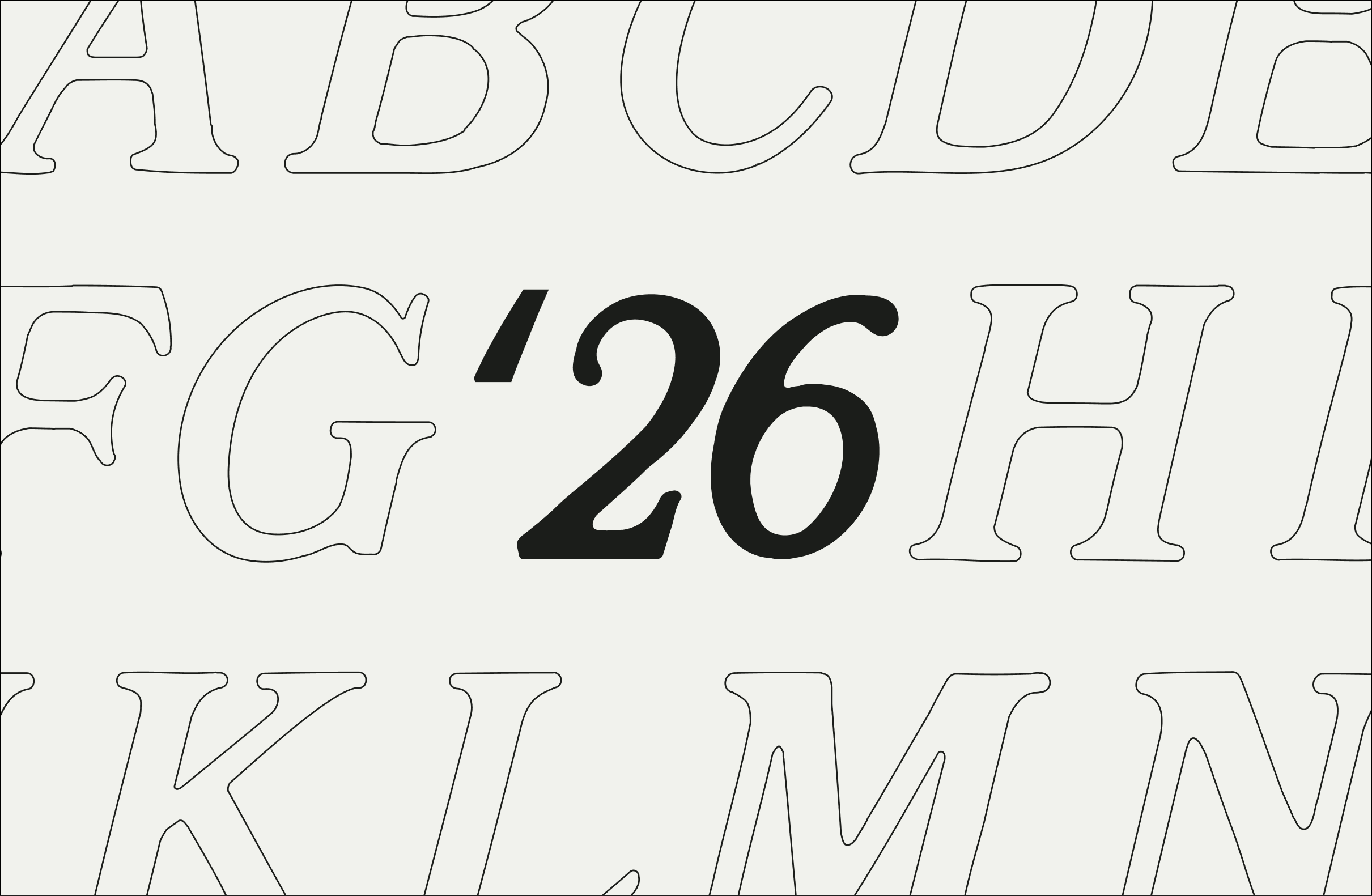 Class of ’26 in black with large outlined serif letters on a cream background