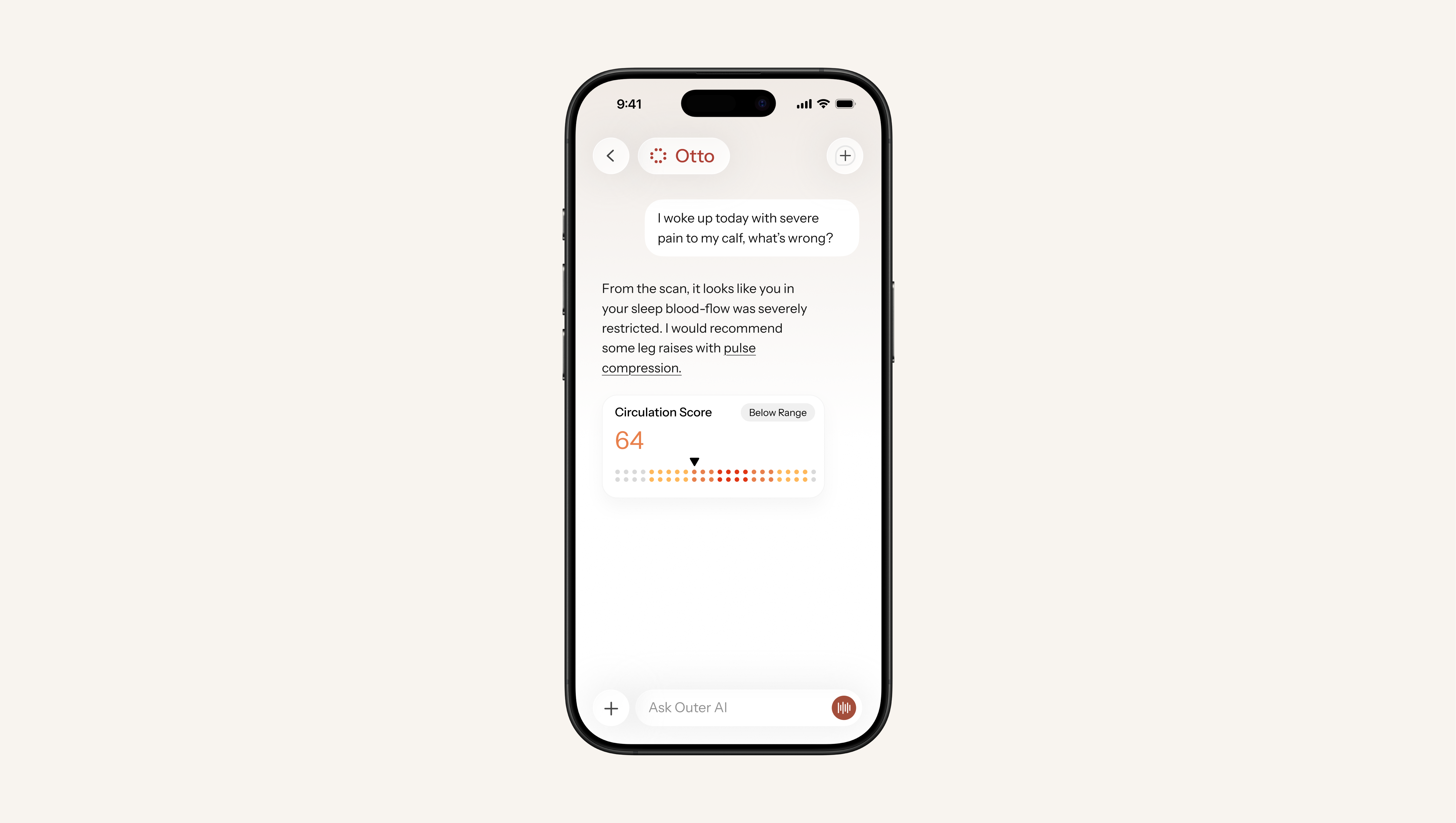 Outer AI conversation with a circulation score card