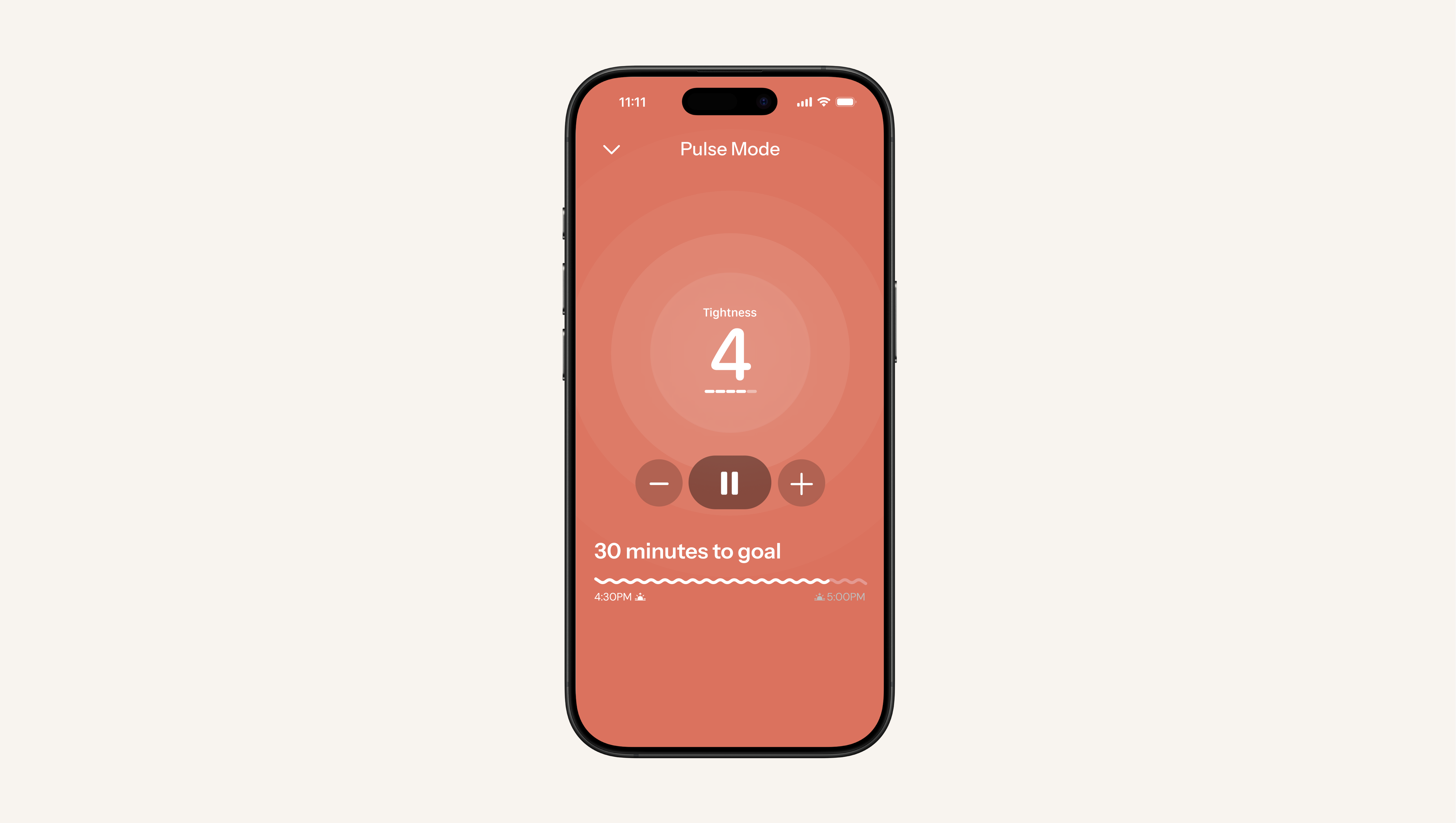 Expanded pulse mode controls and session progress