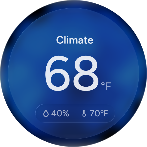 Climate display showing 68 degrees Fahrenheit